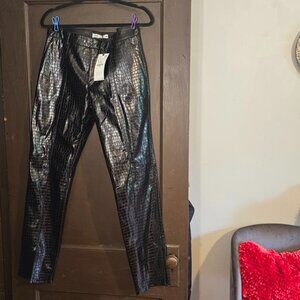 Zara Faux Leather Embossed Croc Print trouser